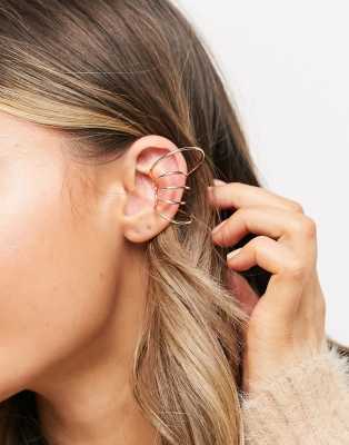 ASOS DESIGN sliding ear cuff in multi hoop design in gold tone