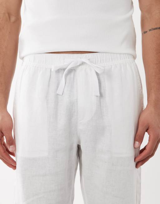 ASOS DESIGN slim 100% linen pants in white, 5 of 5