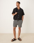 [ASOS DESIGN] ASOS DESIGN slim 12cm shorts with black and white stripe M BLACK