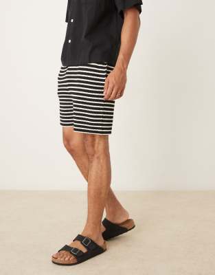 ASOS DESIGN slim 12cm shorts with black and white stripe
