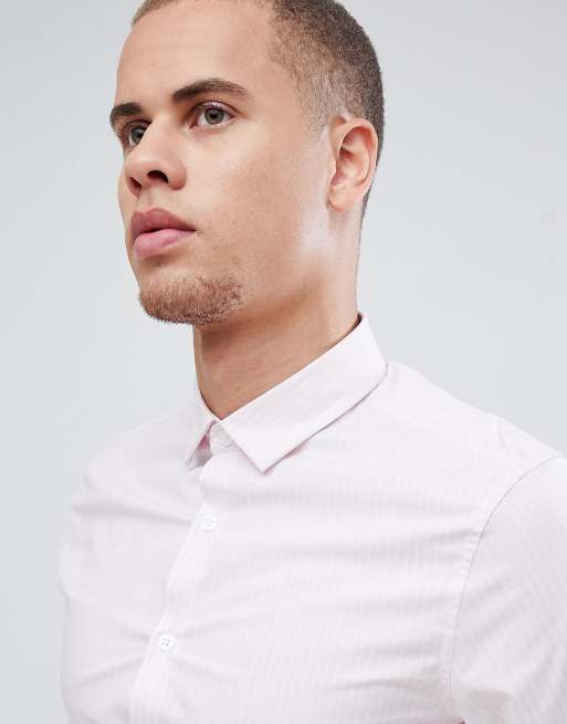 ASOS DESIGN slim 2 pack white & pink stripe shirt, 2 di 4