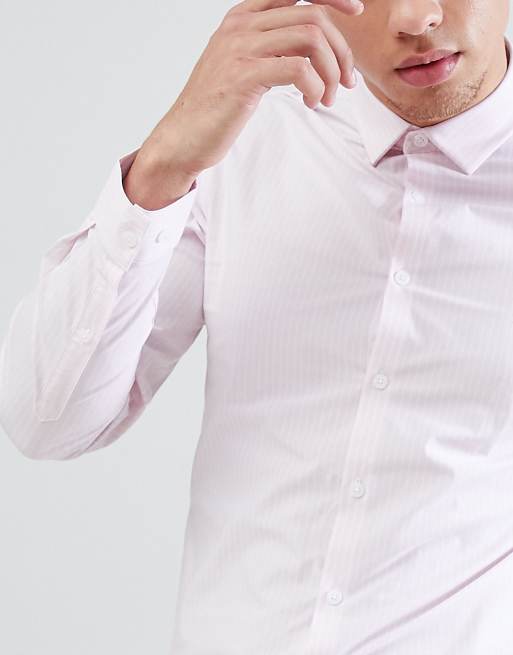 ASOS DESIGN slim 2 pack white & pink stripe shirt, 3 di 4