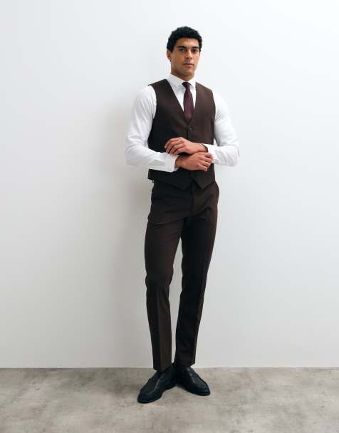 ASOS DESIGN slim 3 piece suit in brown - view 1