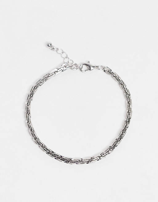 ASOS DESIGN slim 3mm vintage inspired chain bracelet in silver tone
