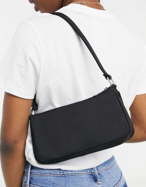 ASOS DESIGN slim 90s shoulder bag in black nylon