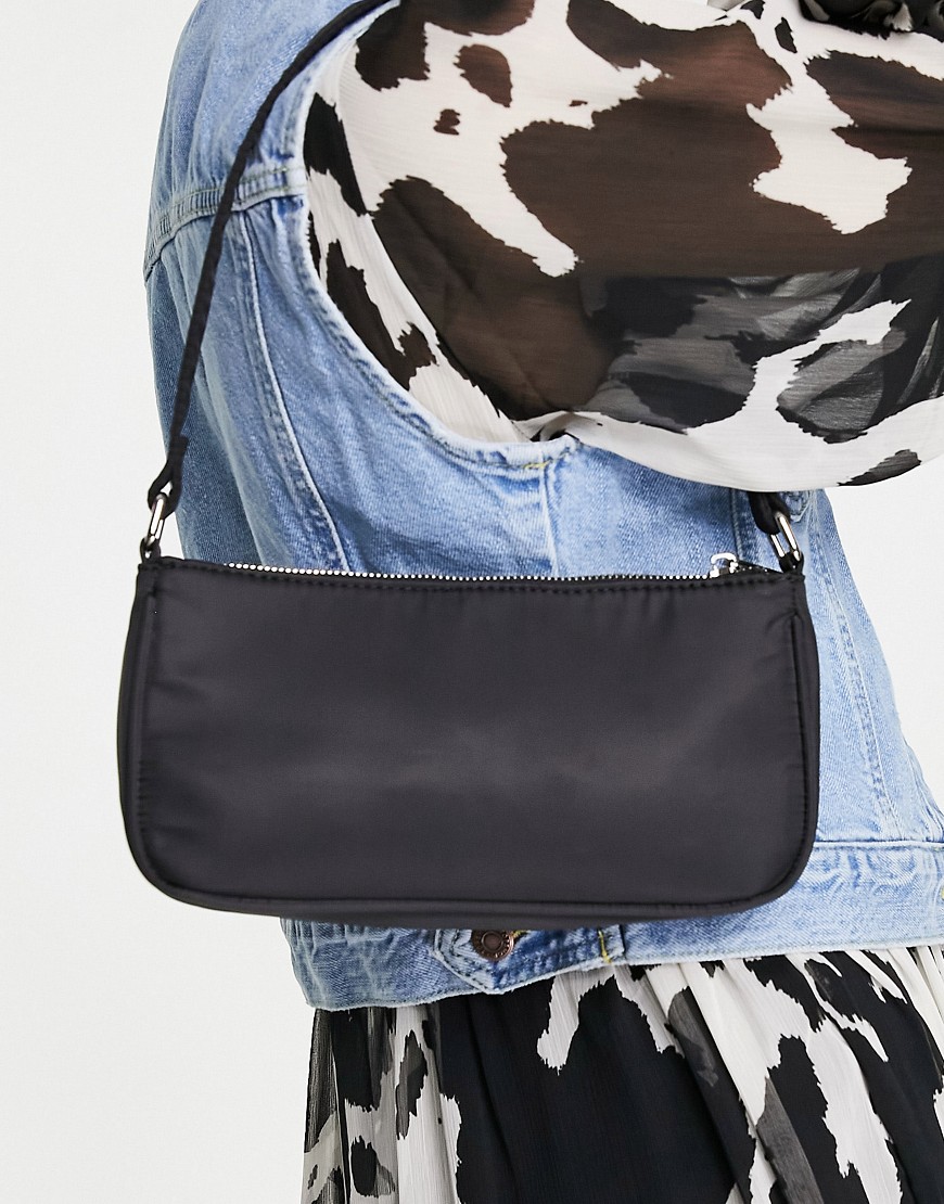 ASOS DESIGN slim 90s shoulder bag in black recycled nylon
