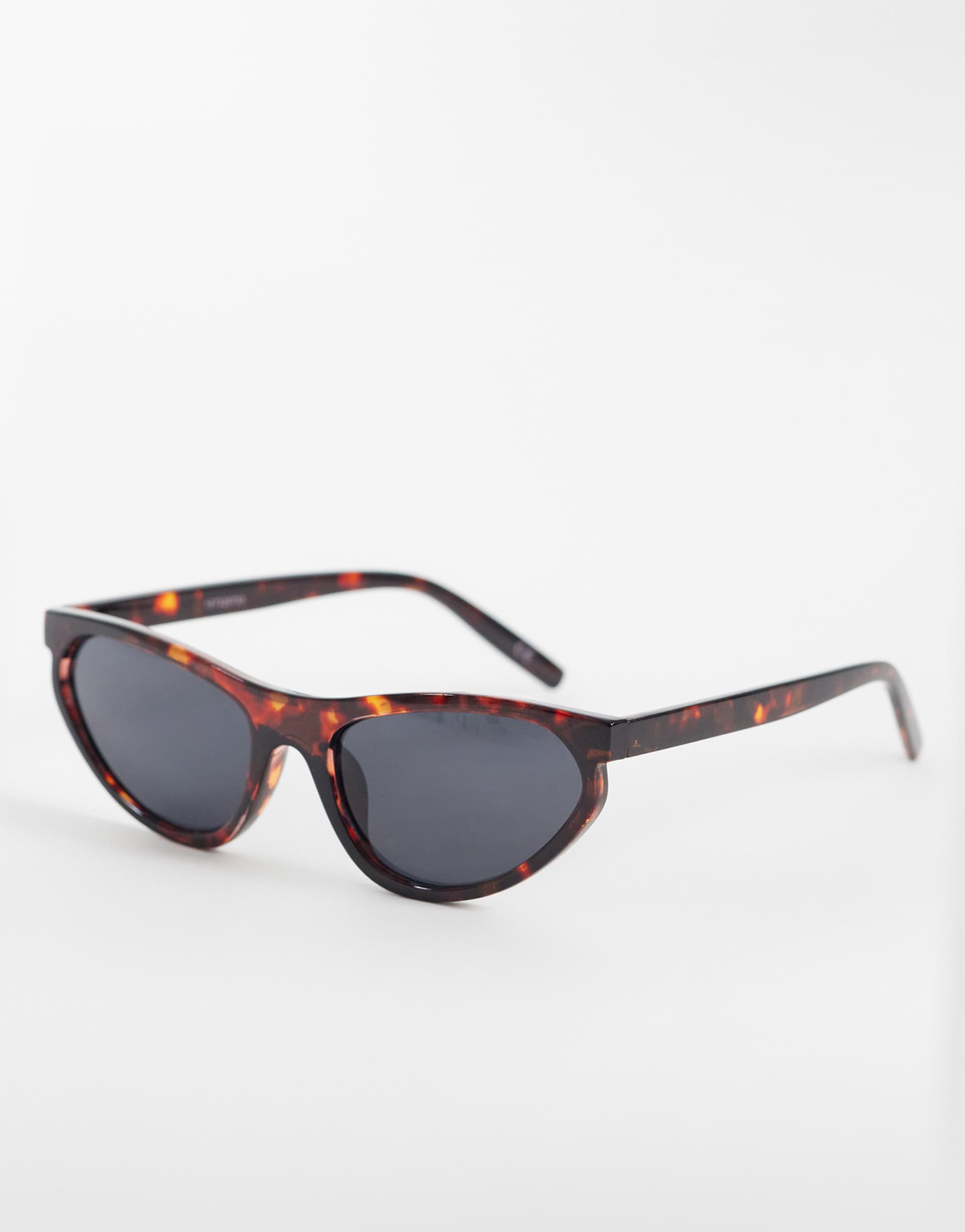 asos design slim angular cat eye sunglasses in tort
