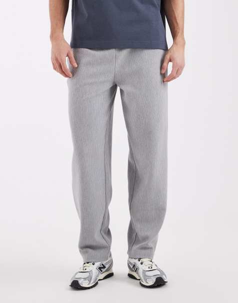 ASOS DESIGN slim balloon ribbed trackies in grey marl - view 1