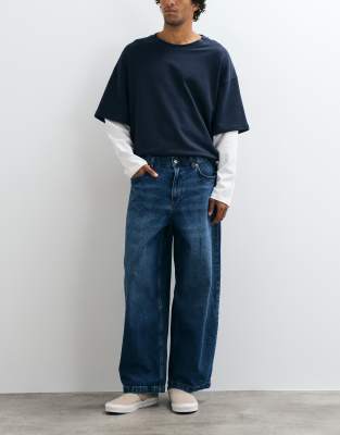 Asos Design Slim Barrel Jean In Blue