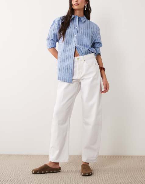 ASOS DESIGN slim barrel jean in white - view 1