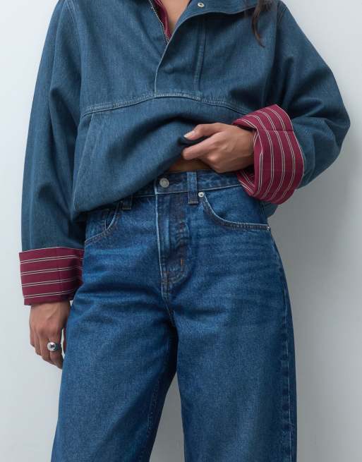 ASOS DESIGN slim barrel-jeans i mørkeblå, 3 af 5