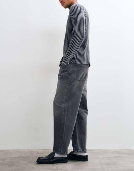 ASOS DESIGN slim barrel-jeans i vasket grå, 2 af 5