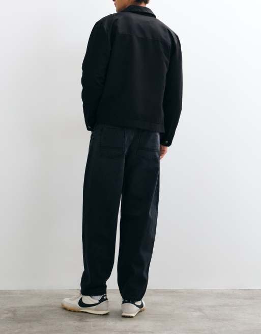 ASOS DESIGN slim barrel jeans in black with pleats, 3 of 10