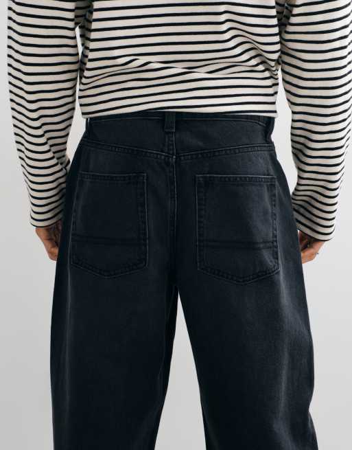 ASOS DESIGN slim barrel jeans in black with pleats, 5 of 10