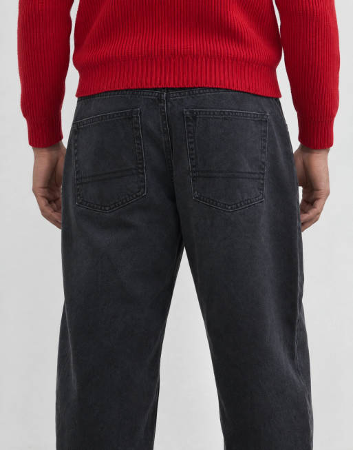 ASOS DESIGN slim barrel jeans in black with pleats, 7 of 10