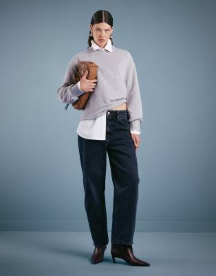 Asos Design Slim Barrel Jeans In Blue