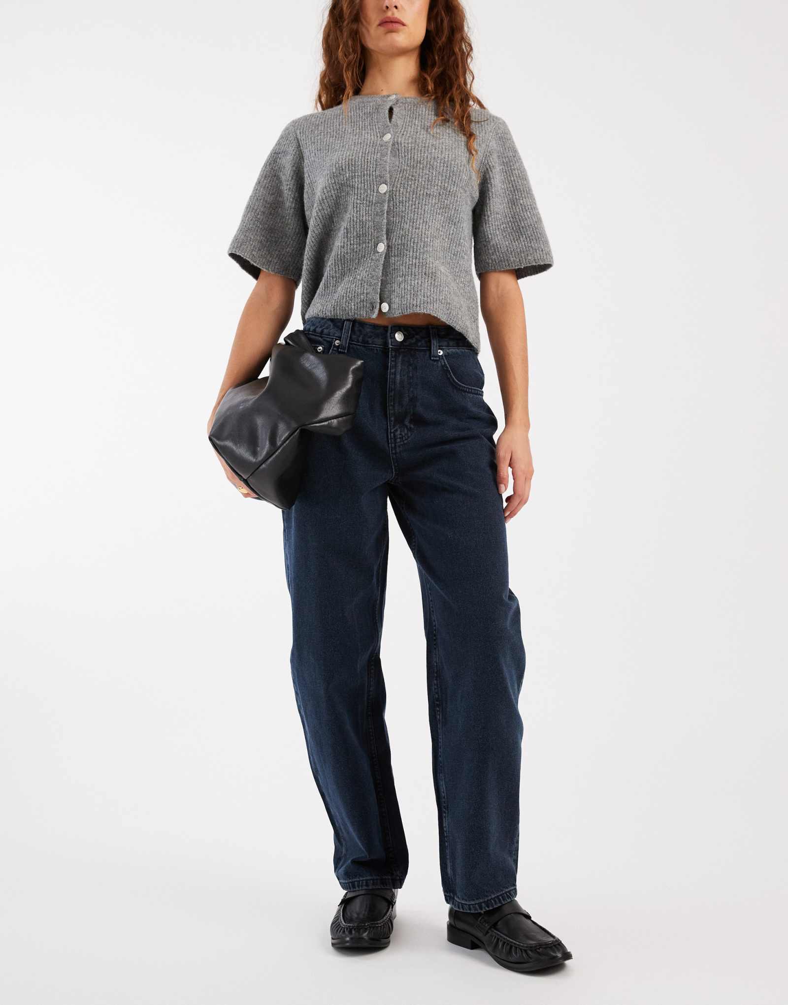 ДИЗАЙНЕРСКИЕ узкие джинсы-бочонки ASOS сине-черного цвета 