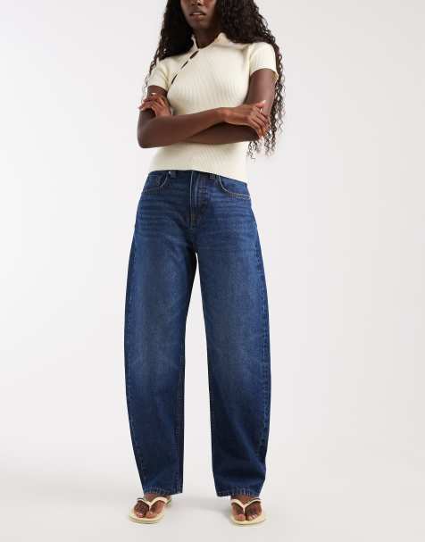 ASOS DESIGN slim barrel jeans in dark blue - view 1