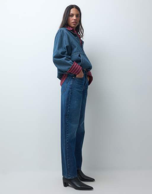 ASOS DESIGN Slim Barrel Jeans in Dunkelblau, 4 von 5