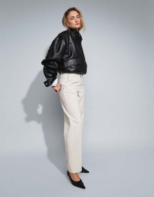 ASOS DESIGN slim barrel jeans in ecru, 5 of 5
