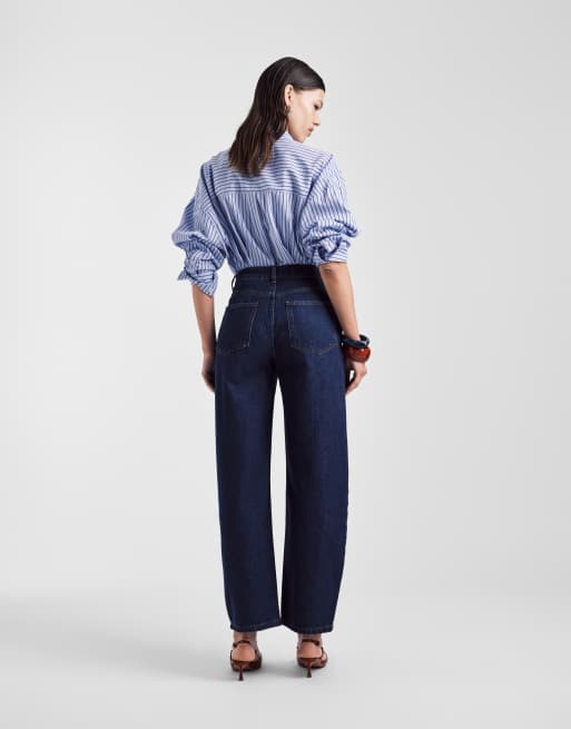 ASOS DESIGN slim barrel jeans in indigo , 2 of 5