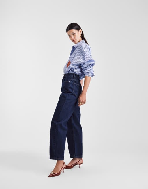 ASOS DESIGN slim barrel jeans in indigo , 3 of 5