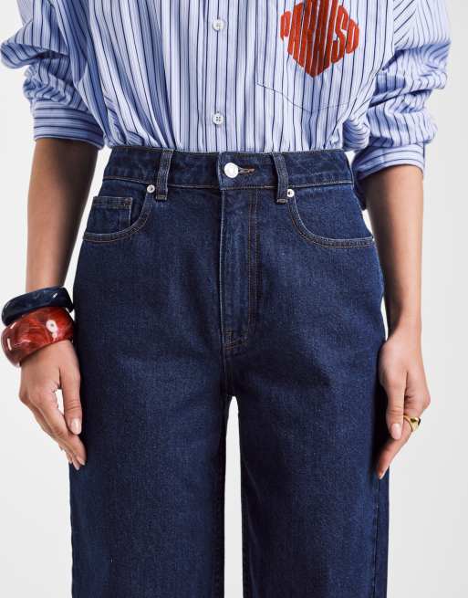 ASOS DESIGN slim barrel jeans in indigo , 5 of 5