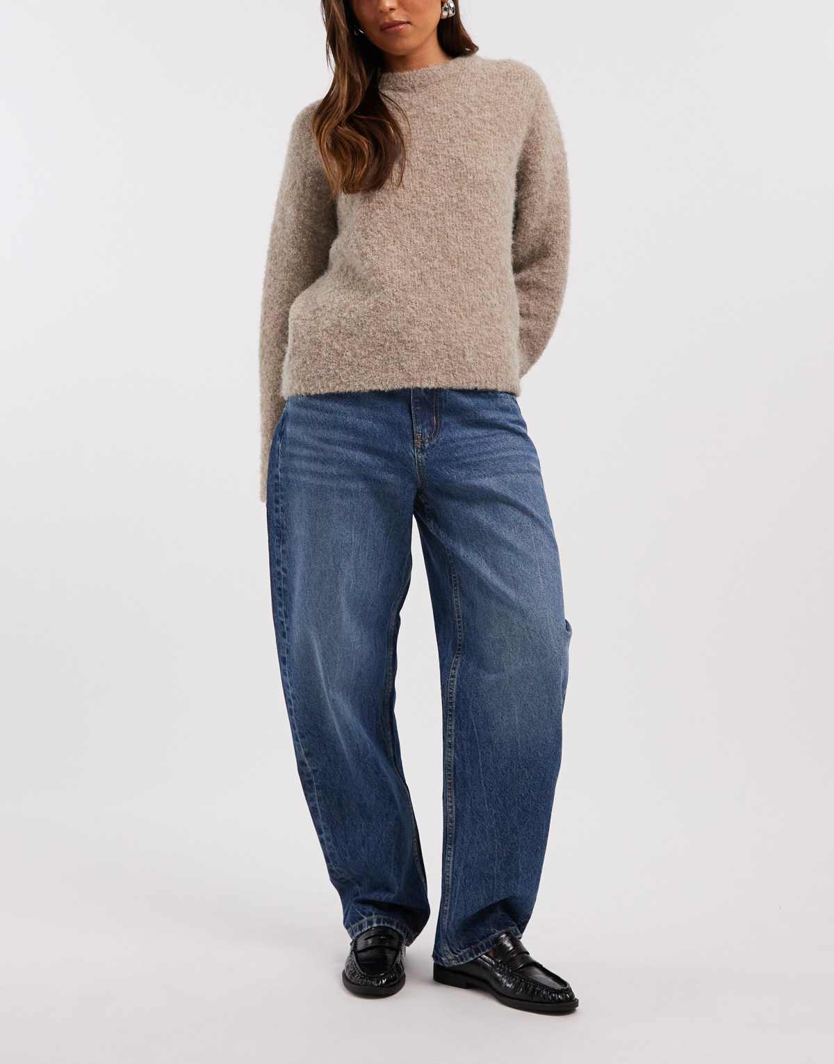 ASOS DESIGN slim barrel jeans in mid blue
