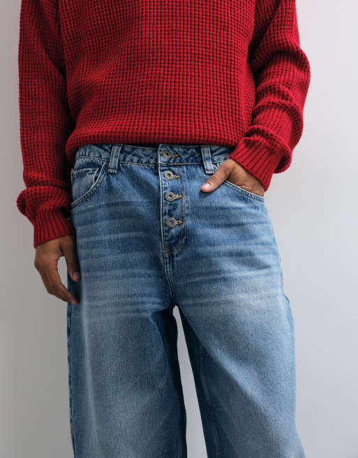 ASOS DESIGN slim barrel jeans in mid wash blue, 2 of 5