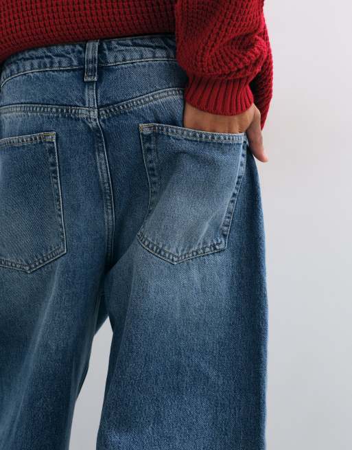 ASOS DESIGN slim barrel jeans in mid wash blue, 4 of 5