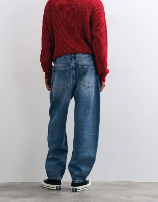 ASOS DESIGN slim barrel jeans in mid wash blue, 5 of 5