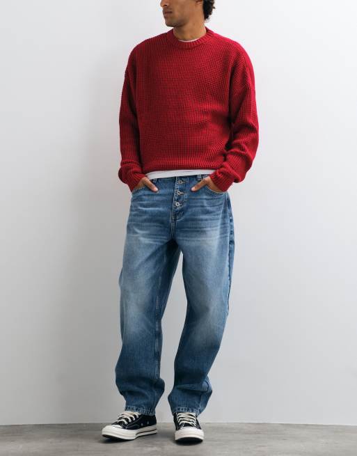 ASOS DESIGN slim barrel jeans in middenblauw, 3 van 5