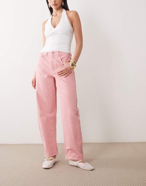 ASOS DESIGN slim barrel jeans in pastel pink - view 1