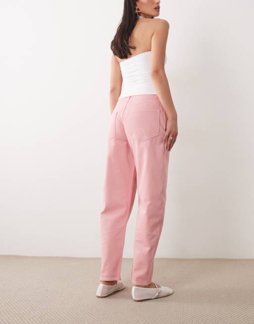 ASOS DESIGN slim barrel jeans in pastel pink, 3 of 5
