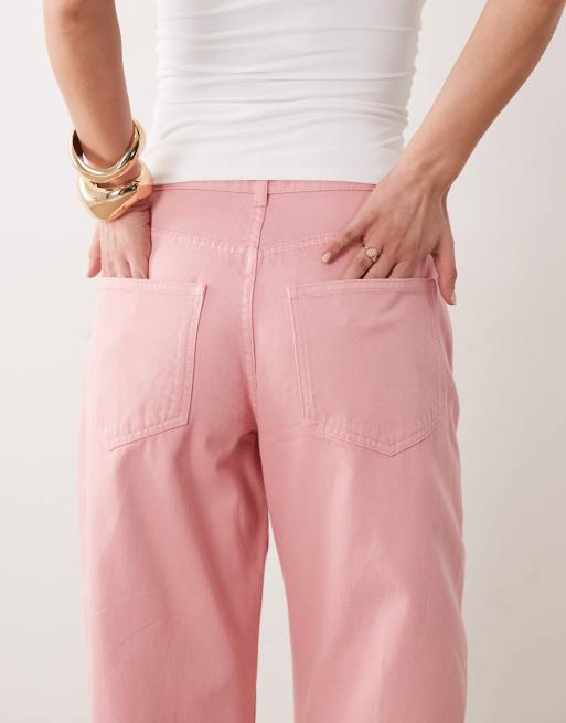 ASOS DESIGN slim barrel jeans in pastel pink, 5 of 5