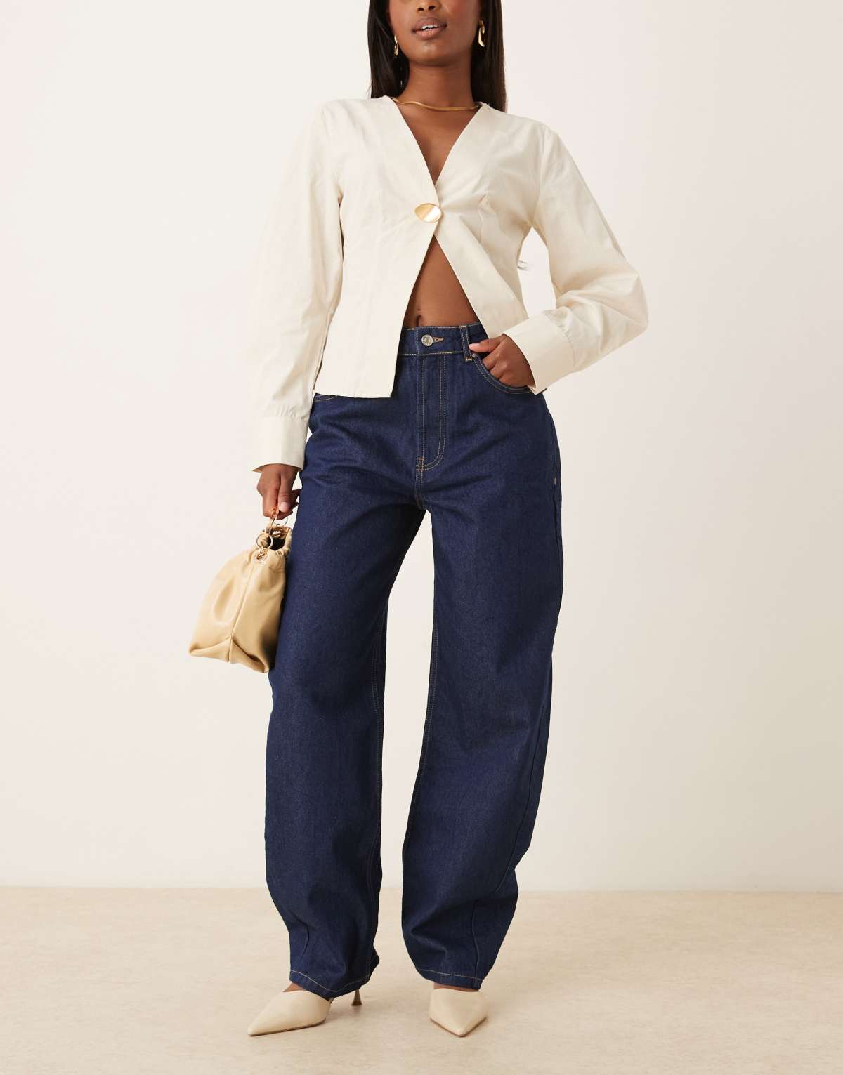 ASOS DESIGN slim barrel jeans in rinse wash