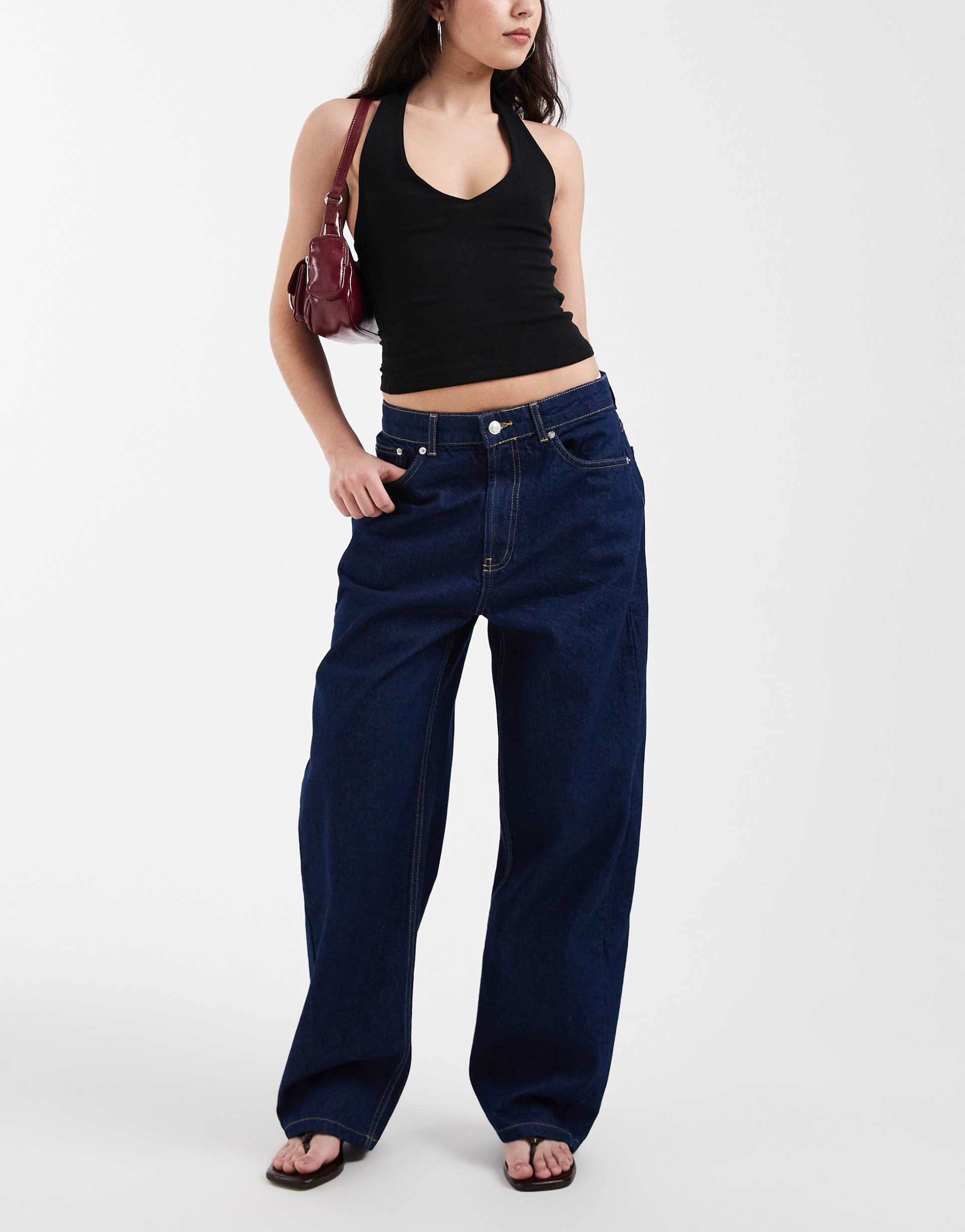 asos design slim barrel jeans in rinse wash