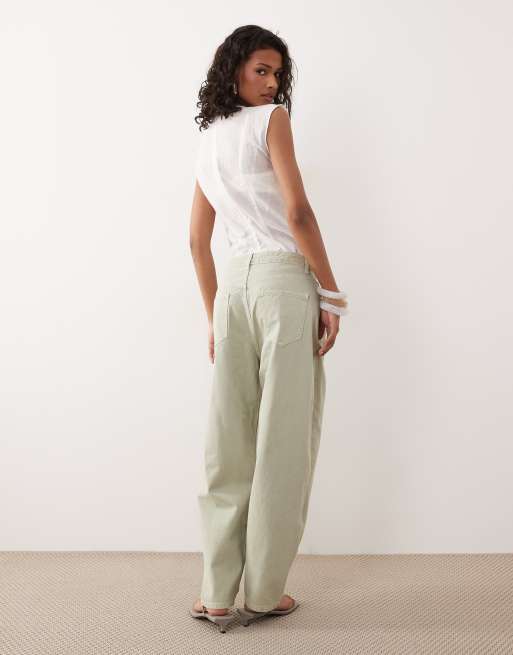 ASOS DESIGN slim barrel jeans in sage, 4 of 5