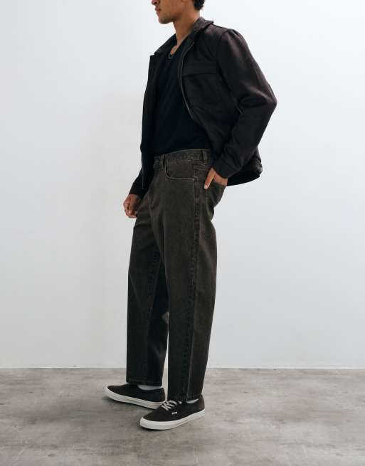 ASOS DESIGN slim barrel jeans in washed brown with tint, 2 of 5
