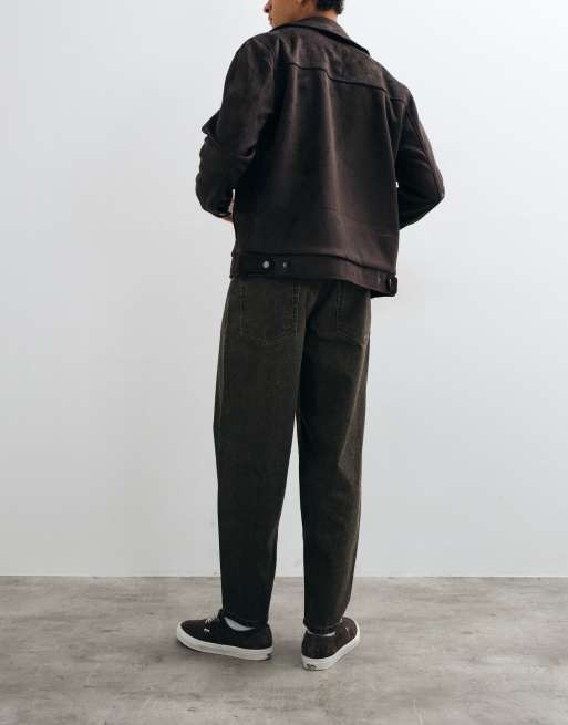 ASOS DESIGN slim barrel jeans in washed brown with tint, 3 of 5