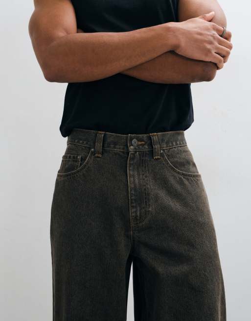 ASOS DESIGN slim barrel jeans in washed brown with tint, 4 of 5