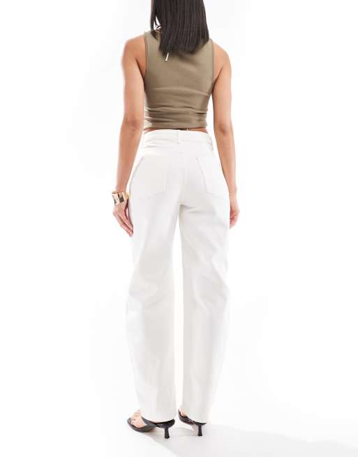 ASOS DESIGN barrel leg jeans in white