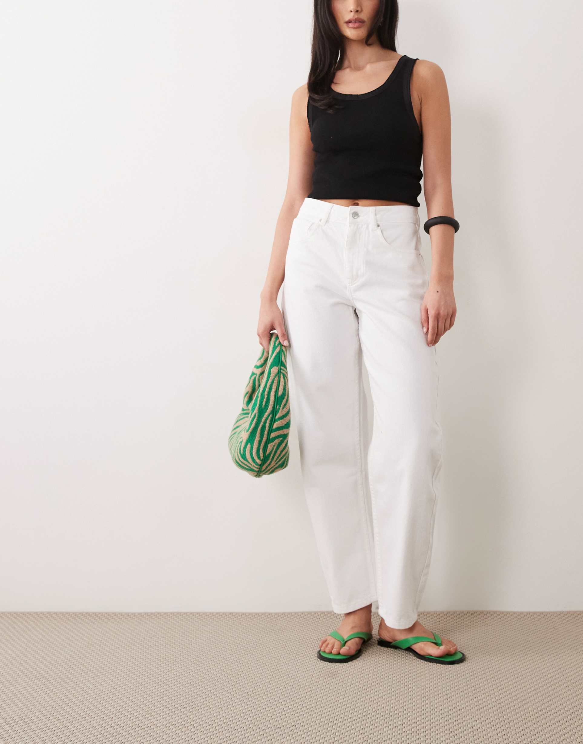 asos design slim barrel jeans in white