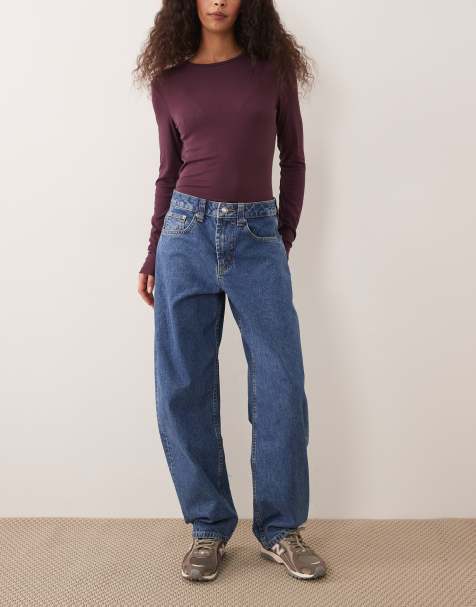 ASOS DESIGN slim barrel leg jeans in clean light mid wash - view 1