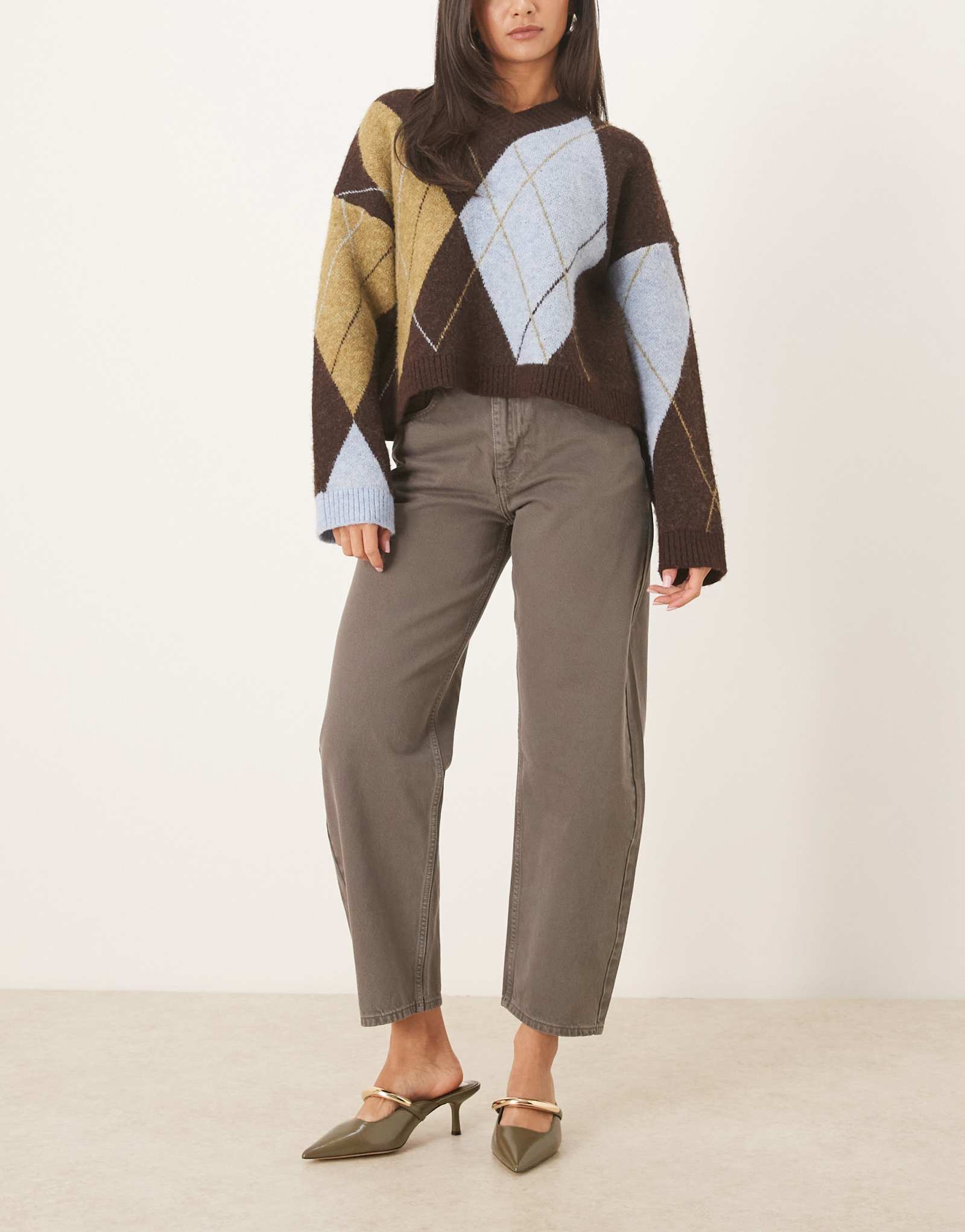 ДИЗАЙНЕРСКИЕ узкие джинсы-бочкообразки ASOS серого цвета