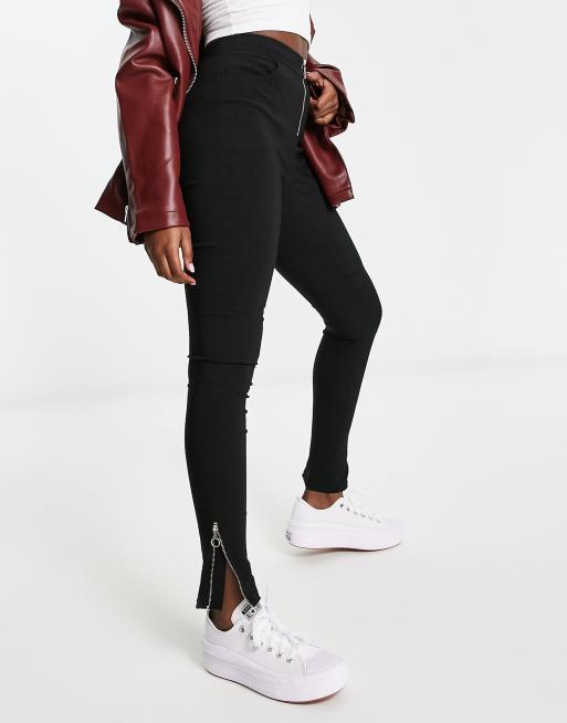 ASOS Hourglass Faux Leather Skinny Biker With Zips in Black