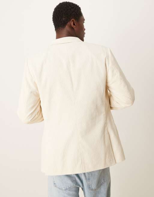 ASOS Design Slim Blazer in Cream corduroy Neutral