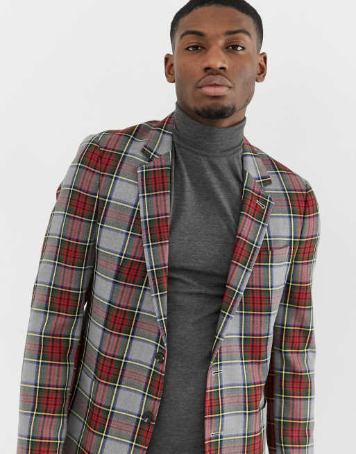 Asos tartan blazer sale