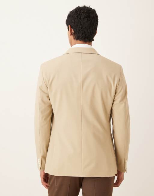 ASOS DESIGN slim blazer in stone twill, 3 of 5