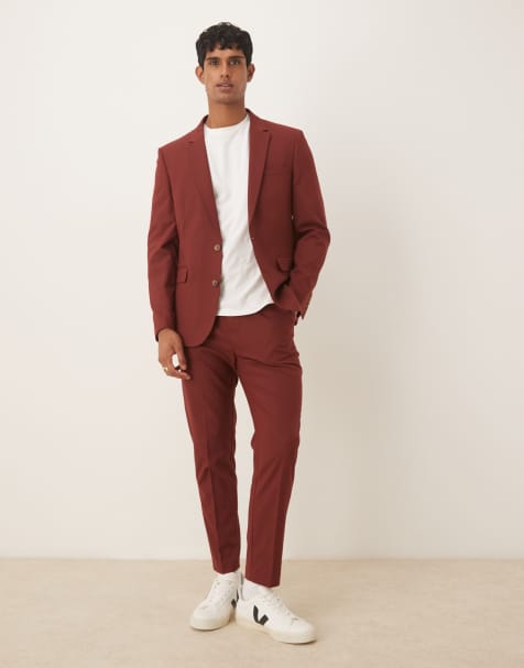 ASOS DESIGN slim burgundy suit - view 1